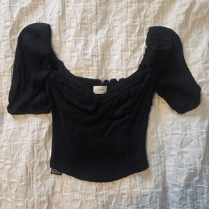 Wilfred Free Black Puff Sleeve Blouse Aritzia